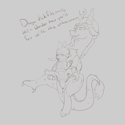 Size: 2500x2500 | Tagged: explicit, artist:ashersketch, spike, age difference, anal, anus, dialogue, discord, draconequus on dragon action, dragon, foalcon, g4, gay, grammar error, grayscale, imported from derpibooru, male, monochrome, nudity, penetration, penis, sex, ship:dispike, shipping, spread legs, spreading