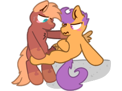 Size: 2732x2048 | Tagged: explicit, artist:nitrox, scootaloo, oc, oc:ciphertrot, anatomically correct, bipedal, blank flank, blue eyes, blush lines, blushing, canon x oc, catchlights, chest fluff, colored, colt, colt oc, colt on filly, concrete, duo, duo male and female, earth pony, earth pony oc, eyelashes, female, filly, first time, flat colors, foal, foalcon, fur, g4, horsecock, imminent penetration, imminent sex, imported from derpibooru, looking down, magenta eyes, male, markings, nervous, nudity, orange fur, o~o, pegasus, penis, pony, pony on pony action, ponysona, purple mane, reddish fur, sexual exploration, shipping, simple background, sitting, small wings, straight, sweat, sweatdrop, transparent background, vein, veiny cock, vulva, wavy mouth, wings