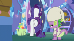 Size: 1920x1080 | Tagged: explicit, rarity, spike, age difference, anus, butt, clothes, dock, dragon, dragon dick, dragon dropped, duo, duo male and female, edit, edited screencap, female, floppy ears, foalcon, g4, horn, imported from derpibooru, male, mare, my little pony: friendship is magic, nightgown, nudity, penis, plot, pony, rear view, rearity, screencap, season 9, ship:sparity, shipping, spike's room, straight, tail, twilight's castle, unicorn, vulva, winged spike, wings