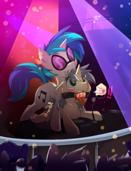 Size: 2539x3307 | Tagged: explicit, artist:sip, oc, oc:mercury shine, abdominal bulge, alternate version, ballgag, balls, blushing, canon x oc, cervical penetration, cervix, creampie, cum, dj pon-3, duo focus, exclamation point, exhibitionism, female, filly, foal, foalcon, from behind, futa, futa on female, futa on filly, futa vinyl scratch, g4, gag, grin, heart, heart eyes, horn, imported from derpibooru, internal cumshot, intersex, mercury shine actually having a pretty good time, nudity, penis, pony, public sex, sex, smiling, tongue out, unicorn, unicorn oc, vaginal creampie, vinyl scratch, wingding eyes, x-ray