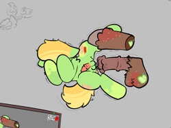 Size: 2160x1620 | Tagged: explicit, semi-grimdark, oc, oc:applenook, oc:hokuto apple, age difference, alternative cutie mark placement, anonymous artist, apple family member, ball cutie mark, balls, colored, colt, colt oc, covering eyes, duo, duo male, father and child, father and son, flat colors, foal, foalcon, gay, gray background, horsecock, imminent anal, imminent foalcon, imminent penetration, imminent rape, imminent sex, imported from derpibooru, incest, male, male on male rape, nudity, oc only, offscreen character, penis, pony, rape, recording, scared, sex, simple background, small penis, stallion, stallion on colt, trembling, unshorn fetlocks