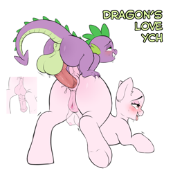 Size: 3000x3000 | Tagged: explicit, artist:etoz, spike, oc, advertisement, ahegao, anal, anus, any gender, any race, any species, ass up, balls, big balls, big penis, blushing, butt, canon x oc, commission, crotchboobs, doggy style, dragon, dragon on pony action, duo, duo male and female, emanata, eyebrows, eyebrows down, eyes rolling back, female, foalcon, from behind, g4, generic pony, happy, horny, horsecock, imported from derpibooru, interspecies, male, nipples, nudity, open mouth, penetration, penis, plot, ponut, pony, rear view, sex, shaking, simple background, sketch, smiling, straight, tail, teeth, text, tongue out, white background, ych example, ych sketch, your character here