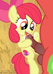 Size: 1500x2100 | Tagged: explicit, artist:frosty_hornier, apple bloom, applecest, big macintosh, blowjob, bow, brother and sister, cum, duo, duo male and female, earth pony, facial, female, filly, foal, foalcon, g4, imported from derpibooru, incest, lying down, male, nudity, oral, penis, pony, sex, show accurate, show accurate porn, siblings, straight