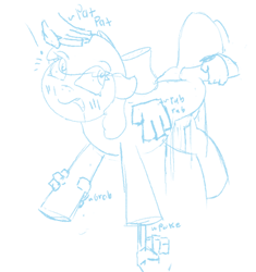 Size: 607x646 | Tagged: explicit, artist:gean, apple bloom, blushing, bow, disembodied hand, dubious consent, earth pony, female, female focus, filly, foal, foalcon, g4, hand, head pat, holding, imported from derpibooru, leg grab, onomatopoeia, pat, patting, poking, pony, sketch, solo focus