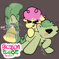 Size: 2048x2048 | Tagged: explicit, artist:blossomeclipse, anal, anal creampie, anal orgasm, apple bud, blushing, colt, colt on colt, creampie, cum, cum while penetrated, cumming, derpibooru exclusive, duo, eyes closed, foal, foalcon, from behind, g4, gay, gritted teeth, hands free, horsecock, imported from derpibooru, li'l cheese, male, nudity, orgasm, orgasm cumshot, penetration, penis, pony, reverse foalcon, sex, ship:li'lbud, simultaneous orgasm, small penis, splort, teeth