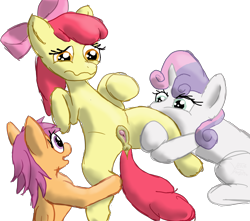 Size: 3190x2823 | Tagged: explicit, artist:frostclaw, apple bloom, scootaloo, sweetie belle, anus, assisted exposure, clitoris, cutie mark crusaders, derpibooru exclusive, dock, earth pony, female, females only, filly, foal, foalcon, g4, horn, imported from derpibooru, lesbian, nudity, pegasus, polyamory, ponut, pony, presenting, ship:sweetiebloomaloo, shipping, simple background, spread legs, spreading, tail, transparent background, trio, trio female, unicorn, vulva, wavy mouth