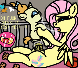 Size: 3450x3000 | Tagged: explicit, artist:paciblabber, fluttershy, 1000 hours in ms paint, ahegao, baby, baby pony, babycon, bedroom eyes, cowgirl position, crib, drool, drool string, female, filly, foal, foalcon, french kiss, futa, futa fluttershy, futa on female, futa on filly, g4, horn, imported from derpibooru, intersex, kissing, mobile, nudity, open mouth, orgasm, pegasus, penetration, pony, pumpkin cake, sex, simultaneous orgasm, tongue out, unicorn, vaginal, vaginal orgasm, vaginal secretions, vulva