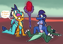Size: 920x645 | Tagged: explicit, artist:ultilix, oc, oc:emerald (ultilix), oc:ruby (ultilix), anthro, anthro dragon, balls, bloodstone scepter, breasts, brother and sister, crossover, delicious flat chest, dialogue, dragon, dragon lands, dragon lord ember, dragoness, female, fingering, foalcon, g4, genitals, green sky, imported from derpibooru, incest, lava, lesbian, lizard breasts, male, mind control, nipples, nudity, orientation play, overcast, penetration, penis, princess ember, sex, siblings, smolder, straight, unwilling, vaginal, vulva