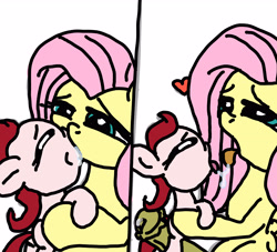 Size: 4400x4000 | Tagged: explicit, artist:paciblabber, fluttershy, 1000 hours in ms paint, 2 panel comic, baby, baby pony, babycon, comic, dripping drool, drool, duo, erection, foalcon, french kiss, futa, futa fluttershy, g4, horsecock, imported from derpibooru, intersex, kissing, nudity, penis, pony, simple background, tongue out, white background