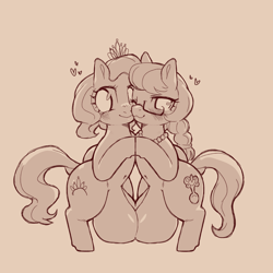 Size: 1200x1200 | Tagged: questionable, artist:cold-blooded-twilight, diamond tiara, silver spoon, belly button, big crotchboobs, bipedal, blushing, crotchboobs, crotchboobs on floor, duo, duo female, earth pony, explicit source, female, females only, filly, floating heart, foal, foalcon, g4, glasses, heart, huge crotchboobs, imported from derpibooru, impossibly large crotchboobs, jewelry, lesbian, monochrome, necklace, nudity, oppai loli, pearl necklace, pony, ship:silvertiara, shipping, simple background, sketch, smiling, symmetrical docking, tail, tan background, tiara