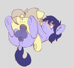 Size: 577x526 | Tagged: explicit, artist:ashersketch, oc, oc:buttercream, oc:nightly veil, anal, balls, blushing, colt, colt on colt, dock, duo, duo male, earth pony, foal, foalcon, gay, horsecock, imported from derpibooru, male, males only, nudity, oc only, penetration, penis, pony, reverse foalcon, reverse missionary position, sex, tail