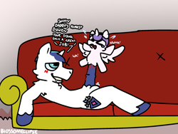 Size: 2160x1620 | Tagged: explicit, grimdark, artist:blossomeclipse, princess flurry heart, shining armor, abuse, age difference, baby, babycon, blood, couch, crying, dialogue, duo, father and child, father and daughter, female, filly, flurrybuse, foal, foalcon, g4, genitals, horn, imported from derpibooru, incest, male, nudity, pain, penetration, penis, pony, rape, sex, stallion, stallion on filly, straight, unicorn, vaginal, vaginal bleeding, vulva, younger