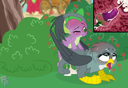 Size: 4391x3037 | Tagged: explicit, artist:ponykittenboi, spike, ahegao, big macintosh, cart, claws, claws on butt, creampie, cum, cum in uterus, derpibooru exclusive, doggy style, dragon, dragon on griffon action, dripping, dripping cum, drool, duo, exhibitionism, eyes rolling back, female, finished version, floating heart, foalcon, folded wings, from behind, g4, gabby, griffon, heart, heart eyes, high res, imported from derpibooru, inset, internal, interspecies, knot, knotted penis, knotting, love, male, nudity, one eye closed, open mouth, outdoor sex, outdoors, penetration, penis, public sex, scratches, sex, ship:spabby, shipping, show accurate, show accurate porn, size difference, smaller male, stallion, straight, tongue out, uterus, vaginal, watermark, wingding eyes, winged spike, wings, x-ray