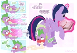 Size: 3481x2383 | Tagged: explicit, artist:cothswoller, spike, twilight sparkle, abuse, alicorn, all the way through, anal, anatomically correct, anus, blushing, book, clitoris, cloaca, cock lift, comic, creampie, cum, cum inflation, cum out mouth, cum overflow, cum through, cuntboy, dialogue, dock, double penetration, dragon, dubious consent, duo, emanata, eyes on the prize, eyes rolling back, fangs, female, foalcon, futa, futa on cuntboy, futa twilight sparkle, g4, genital slit, genital swap, hemipenis, imported from derpibooru, inflation, intersex, ketchup vein, knot, knotted, knotted penis, knotting, magic, male, multidick, multiple penetration, nervous, nudity, one eye closed, open mouth, penetration, penis, ponut, pony, precum, raised hoof, sex, ship:twispike, shipping, size difference, speech bubble, spikeabuse, spread pussy, spreading, straight, tail, telekinesis, vein, vein bulge, veiny cock, vomiting cum, vulva, vulvar winking