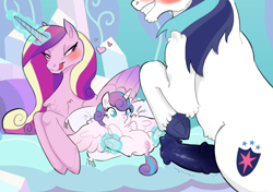 Size: 2480x1742 | Tagged: explicit, semi-grimdark, artist:llkki, princess flurry heart, shining armor, age difference, alicorn, assisted exposure, bad parenting, big penis, erection, father and child, father and daughter, female, filly, flared, foal, foalcon, fun for the whole family, g4, horn, horsecock, imminent incest, imminent penetration, imminent rape, imminent sex, imported from derpibooru, incest, lesbian, male, mare, mare on filly, medial ring, mother and child, mother and daughter, nudity, oblivious, penis, pony, presenting, princess cadance, size difference, spread legs, spreading, stallion, stallion on filly, straight, unicorn, vulva