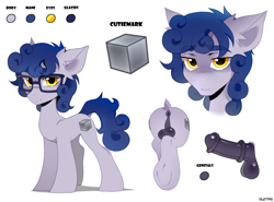 Size: 2700x2000 | Tagged: explicit, artist:zlatavector, oc, alternate version, anus, balls, butt, colt, cutie mark, earth pony, foal, foalcon, gift art, glasses, imported from derpibooru, looking at you, male, nudity, oc only, penis, plot, pony, reference sheet, simple background, solo, solo male, unnamed oc, white background