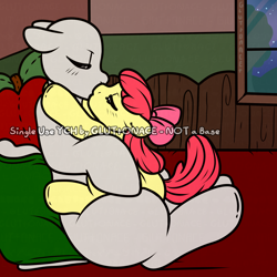 Size: 2000x2000 | Tagged: questionable, artist:gluttonace, apple bloom, oc, age difference, canon x oc, commission, cowgirl position, duo, earth pony, female, filly, foal, foalcon, g4, imported from derpibooru, kissing, obscured penetration, pony, sex, size difference, wip, ych sketch, your character here