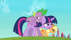 Size: 1920x1080 | Tagged: explicit, applejack, rainbow dash, spike, twilight sparkle, aftersex, age difference, cum, dragon, dragon dick, dragons riding ponies, earth pony, edit, edited screencap, female, foalcon, g4, horn, imported from derpibooru, interspecies, male, mare, my little pony: friendship is magic, outdoors, pegasus, penis, pony, pseudoincest, riding, screencap, season 3, ship:twispike, shipping, spike riding twilight, straight, the crystal empire, tired, unicorn, unicorn twilight, wingless spike