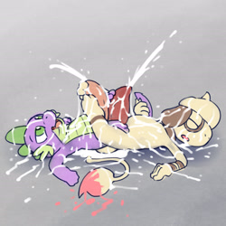 Size: 2300x2300 | Tagged: explicit, artist:argonvile, spike, alternate version, bukkake, crossover, crossover shipping, cum, cumming, dragon, feet, fetish, foalcon, foot fetish, footjob, g4, gay, high res, imported from derpibooru, lying down, male, nudity, on back, penis, pokémon, sex, shipping, smeargle