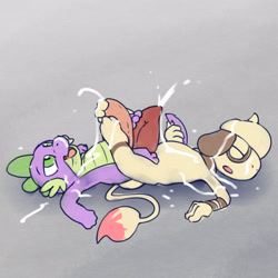 Size: 2300x2300 | Tagged: explicit, artist:argonvile, spike, crossover, crossover shipping, dragon, feet, fetish, foalcon, foot fetish, footjob, g4, gay, high res, imported from derpibooru, lying down, male, nudity, on back, penis, pokémon, sex, shipping, smeargle