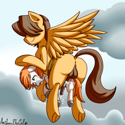 Size: 3500x3500 | Tagged: explicit, artist:anibaruthecat, oc, age difference, alternate version, anal, anal creampie, anal orgasm, belly riding, butt, canon x oc, colt, creampie, cum, cum while penetrated, cumming, earth pony, erection, flying, flying sex, foal, foalcon, from behind, g4, gay, grin, hands free, high res, hoops, horsecock, imported from derpibooru, male, nudity, old art, orgasm, orgasm cumshot, pegasus, penetration, penis, plot, pony, rope, sex, simultaneous orgasm, smiling, stallion, stallion on colt