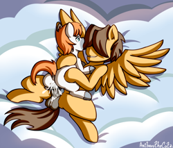 Size: 2169x1846 | Tagged: explicit, artist:anibaruthecat, oc, age difference, alternate version, anal, anal creampie, anal orgasm, butt, canon x oc, cloud, colt, creampie, cum, cumming, duo, duo male, earth pony, foal, foalcon, from front, g4, gay, hoops, horsecock, imported from derpibooru, lying down, lying on top of someone, male, nudity, oc name needed, old art, on a cloud, orgasm, pegasus, penetration, penis, plot, pony, pony on pony action, reverse missionary position, sex, simultaneous orgasm, spread legs, spreading, stallion, stallion on colt