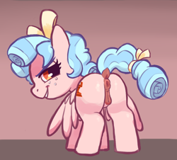 Size: 729x659 | Tagged: explicit, artist:deerie, anatomically correct, anus, butt, cozy glow, dock, female, filly, foal, foalcon, g4, imported from derpibooru, looking at you, looking back, nudity, pegasus, plot, ponut, pony, presenting, smiling, smiling at you, solo, solo female, standing, tail, vulva, wings