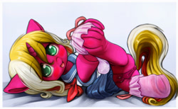 Size: 1520x934 | Tagged: explicit, artist:darkstylerz, oc, oc:starsweep sweetsky, anus, clothes, commission, crotchboobs, cute, foalcon, frilly socks, frog (hoof), hooves, imported from derpibooru, nipples, nudity, oc only, pony, raised hoof, sailor uniform, socks, underhoof, unicorn, uniform, vulva, ych result