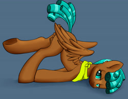 Size: 4543x3514 | Tagged: explicit, artist:dumbwoofer, ascot, bedroom eyes, butt freckles, crotchboobs, ear fluff, female, filly, foal, foalcon, freckles, g4, imported from derpibooru, looking at you, nipples, nudity, pegasus, pony, presenting, raised tail, simple background, smiling, smiling at you, solo, solo female, source needed, spur, tail, teats, underhoof, vulva