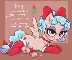 Size: 3000x2500 | Tagged: explicit, artist:t72b, balls, bedroom eyes, bell, bell collar, bow, choker, christmas, clothes, collar, cozy glow, crossed legs, eyeshadow, foal, foalcon, futa, futa cozy glow, futa filly, g4, golly, hearth's warming, high res, holiday, horsecock, imported from derpibooru, innuendo, intersex, legwear, lip bite, looking at you, lying down, makeup, medial ring, mistletoe, nudity, pegasus, penis, penis apparel, pony, precum, prone, ribbon, socks, solo, solo futa, spread wings, stockings, talking to viewer, thigh highs, wingboner, wings