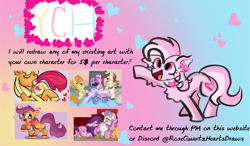 Size: 1707x997 | Tagged: explicit, artist:rosequartzhearts, apple bloom, applejack, princess flurry heart, scootaloo, sweetie belle, oc, comic:flurry's playtime, advertisement, age difference, alicorn, alternate version, anus, apple sisters, applecest, bloom butt, blowjob, blushing, butt, carrot cake, clothes, colt, colt on filly, commission, commission info, crotchboobs, cunnilingus, cup cake, cupcake, cutie mark crusaders, dildo, earth pony, female, filly, filly on filly, fishnet stockings, floppy ears, foal, foalcon, food, g4, gradient background, group sex, implied sweetiemac, imported from derpibooru, incest, legwear, lesbian, male, mare, mare on filly, nipples, nudity, older, older flurry heart, older pound cake, older pumpkin cake, oral, pegasus, penis, plot, pony, pound cake, princess cadance, pumpkin cake, scootabutt, sex, sex toy, ship:bellebelle, ship:bloomjack, shipping, siblings, sisters, straight, straight shota, sugar belle, threesome, tied up, tongue out, unicorn, vaginal secretions, vibrator, vulva, your character here