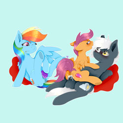 Size: 2000x2000 | Tagged: explicit, artist:kathepart, rainbow dash, scootaloo, oc, oc:tempest streamrider, age difference, anus, balls, bedroom eyes, belly to belly, blushing, butt, canon x oc, cowgirl position, creampie, cum, dildo, female, filly, filly on stallion, foal, foalcon, g4, high res, imported from derpibooru, male, masturbation, nudity, pegasus, penetration, pillow, plot, ponut, pony, scootabutt, sex, sex toy, ship:streamdash, spread wings, stallion, stallion on filly, straight, trio, vaginal, vaginal creampie, vaginal secretions, vulva, wings