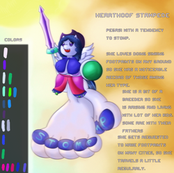 Size: 1854x1850 | Tagged: questionable, artist:danielyustar, oc, oc:hearthoof stampede, anthro, areola, big feet, breasts, clothes, feet, female, fetish, filly, foal, foalcon, foot fetish, hat, imported from derpibooru, impossibly large feet, nail polish, nipple slip, nipples, nudity, oc only, oppai loli, pegasus, plantigrade anthro, reference sheet, shield, skirt, sky background, solo, solo female, spear, toenail polish, toenails, wardrobe malfunction, weapon