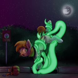 Size: 4096x4096 | Tagged: explicit, artist:s410, oc, oc:frozen spirit, alternate version, animal costume, ass up, bondage, candy, cat costume, clothes, collar, costume, face down ass up, female, filly, foal, foalcon, food, imported from derpibooru, mare in the moon, moon, night, nightmare night, no pupils, nudity, outdoor sex, outdoors, paw socks, pegasus, penetration, pet tag, pony, pumpkin bucket, road sign, sex, socks, solo, solo female, tentacle bondage, tentacle porn, tentacles, tentacles on filly, warning sign