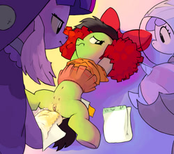 Size: 1915x1695 | Tagged: explicit, artist:asdfasfasda, sweetie belle, twilight sparkle, oc, oc:filly anon, astronaut, belly button, blushing, bow, cheerleader, cheerleader outfit, clothes, costume, crotchboobs, delicious flat crotch, diaper, diaper change, diaper fetish, diaper usage, duo focus, earth pony, exhibitionism, female, fetish, filly, foal, foalcon, g4, hair bow, imported from derpibooru, looking sideways, lying down, mare, nightmare night, nightmare night costume, nipples, non-baby in diaper, nudity, on back, open diaper, pom pom, pony, scrunchy face, skirt, skirt lift, spread legs, spreading, teats, unicorn, urine, used diaper, vampire costume, vulva, watersports, wet diaper
