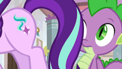 Size: 854x480 | Tagged: explicit, spike, starlight glimmer, a matter of principals, age difference, animated, backing up, cunnilingus, dragon, dragon on pony action, duo, duo male and female, edit, edited screencap, faceful of ass, female, foalcon, g4, gif, imported from derpibooru, interspecies, male, marks for effort, my little pony: friendship is magic, oral, pony, reversed, screencap, season 6, season 8, sex, ship:sparlight, shipping, softcore, straight, the crystalling, unicorn