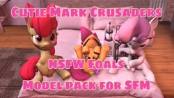Size: 1280x720 | Tagged: explicit, apple bloom, scootaloo, sweetie belle, 3d, 3d model, butt, crotchboobs, cutie mark crusaders, download, download at source, downloadable, female, filly, foal, foalcon, g4, imported from derpibooru, nipples, nudity, plot, source filmmaker, source filmmaker resource, younger