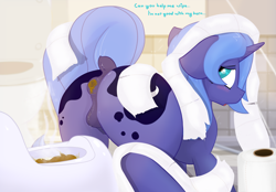 Size: 3100x2160 | Tagged: explicit, grotesque, artist:not_texmex, princess luna, alicorn, alternate version, anatomically correct, anus, ass up, bathroom, blushing, butt, crotchboobs, cute, cute porn, derpibooru exclusive, dialogue, dirty anus, dock, embarrassed, female, fetish, filly, filly luna, floppy ears, foal, foalcon, g4, high res, imported from derpibooru, looking back, nipples, nudity, offscreen character, open mouth, plot, ponut, pony, poop, potty, potty training, puckered asshole, raised tail, scat, solo, solo female, tail, tail aside, teats, toilet, toilet paper, toilet paper roll, training potty, urine, vulva, watersports, woona, younger