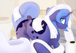 Size: 3100x2160 | Tagged: explicit, artist:not_texmex, princess luna, alicorn, alternate version, anatomically correct, anus, ass up, bathroom, blushing, butt, crotchboobs, cute, cute porn, derpibooru exclusive, dialogue, dock, embarrassed, female, filly, filly luna, floppy ears, foal, foalcon, g4, high res, imminent scat, imported from derpibooru, looking back, nipples, nudity, open mouth, plot, ponut, pony, potty, potty training, puckered asshole, raised tail, solo, solo female, tail, tail aside, teats, toilet, toilet paper, toilet paper roll, training potty, vulva, woona, younger