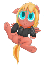 Size: 1990x2800 | Tagged: explicit, artist:unsavorydom, oc, oc:compu, :p, anus, bottomless, butt, clothes, female, filly, foal, foalcon, glowing, glowing eyes, hoodie, imported from derpibooru, looking at you, nudity, one ear down, partial nudity, pegasus, plot, ponut, pony, presenting, robot, robot pony, simple background, solo, solo female, tongue out, underhoof, vulva, white background