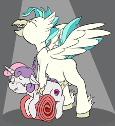 Size: 863x945 | Tagged: explicit, artist:thebathwaterhero, sweetie belle, duo, female, filly, foal, foalcon, g4, hippogriff, imported from derpibooru, jewelry, male, necklace, nudity, penetration, penis, pony, sex, ship:terrabelle, shipping, straight, terramar, unicorn, unshorn fetlocks, vaginal