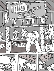 Size: 2400x3200 | Tagged: explicit, artist:gollygosh, diamond tiara, silver spoon, twilight sparkle, art pack:fillycon, comic:kiss me, age difference, big macintosh, bits, bored, butt, comic, convention, creampie, cum, cum in mouth, earth pony, female, filly, foal, foalcon, g4, high res, imported from derpibooru, kissing booth, lying down, male, on back, onomatopoeia, oral, oral creampie, partial color, plot, pony, sex, size difference, sketch, soft color, stallion, stallion on filly, straight, title card, twilight is a foal fiddler