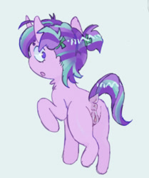 Size: 1003x1198 | Tagged: explicit, artist:7redteeths, starlight glimmer, anatomically correct, anus, butt, dock, female, filly, filly starlight glimmer, foal, foalcon, g4, glimmer glutes, horn, imported from derpibooru, looking back, neck fluff, nudity, open mouth, plot, ponut, pony, raised hoof, raised tail, rear view, simple background, solo, solo female, surprised, tail, unicorn, vulva, younger