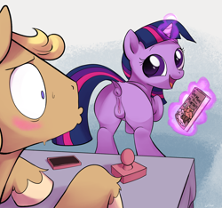 Size: 3540x3319 | Tagged: explicit, artist:dotkwa, twilight sparkle, art pack:fillycon, alternate version, anatomically correct, anus, art pack, blank flank, book, butt, earth pony, female, filly, foal, foalcon, g4, high res, imported from derpibooru, looking back, magic, male, nudity, plot, ponut, pony, presenting, stallion, unicorn, vulva