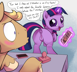 Size: 3540x3319 | Tagged: explicit, artist:dotkwa, twilight sparkle, art pack:fillycon, anatomically correct, anus, art pack, blank flank, book, butt, earth pony, female, filly, filly twilight sparkle, foal, foalcon, g4, high res, imported from derpibooru, looking back, magic, male, nudity, plot, ponut, pony, presenting, stallion, text, twibutt, unicorn, vulva, younger
