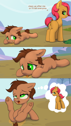 Size: 3000x5272 | Tagged: explicit, artist:dumbwoofer, babs seed, oc, oc:hollyhock, anus, bully, bullying, butt, comic, dock, earth pony, female, fetish, filly, foal, foalcon, frog, g4, hooves, imported from derpibooru, lesbian, masturbation, nudity, piss drinking, plot, pony, tail, tongue out, urine, vulva, watersports