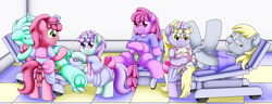 Size: 6500x2500 | Tagged: explicit, artist:pvryohei, oc, anus, baby, baby pony, balls, berry punch, birth, birthing, butt, derpy hooves, dinky hooves, earth pony, erection, female, females only, filly, fluids, foal, foalcon, frog (hoof), futa, futa dinky hooves, futa filly, futa oc, futa ruby pinch, futa tootsie flute, g4, hat, herm, imported from derpibooru, intersex, labor, lyra heartstrings, mother and child, mother and daughter, nudity, nurse, nurse hat, nurse outfit, offspring, pegasus, penis, plot, pony, product of incest, ruby pinch, tootsie flute, underhoof, unicorn, vagina, vaginal secretions