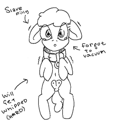 Size: 484x533 | Tagged: explicit, artist:s410, oc, abuse, bipedal, collar, crotchboobs, earth pony, english, female, filly, floppy ears, foal, foalcon, imported from derpibooru, nipples, nudity, oc only, pony, scared, sketch, slave, solo, solo female, teary eyes
