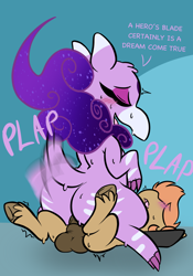 Size: 1668x2388 | Tagged: explicit, artist:steelsoul, oc, oc:himmel, anal, balls, blushing, bovine on equine action, butt, canon x oc, colt, community related, cowgirl position, dialogue, duo, female, foal, foalcon, hooves, imported from derpibooru, interspecies, male, nidra (tfh), nudity, penetration, penis, plap, plot, pony, rough sex, sex, straight, straight shota, sweat, tapir, them's fightin' herds, tremble spikes, trembling, unshorn fetlocks