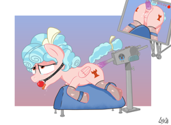 Size: 3000x2200 | Tagged: explicit, semi-grimdark, artist:lecy98, ahegao, anal insertion, anal orgasm, anatomically correct, anus, ballgag, bdsm, bondage, bondage furniture, bondage horse, both cutie marks, butt, clothes, cozy glow, dubious consent, female, filly, fishnet stockings, foal, foalcon, forced, forced orgasm, fucking machine, g4, gag, high res, imported from derpibooru, insertion, legwear, livestream, machine, nudity, open mouth, orgasm, pegasus, plot, ponut, pony, punish the villain, sex toy, simple background, solo, solo female, squirting, sweat, tongue out, vaginal secretions, vulva, young, 😭